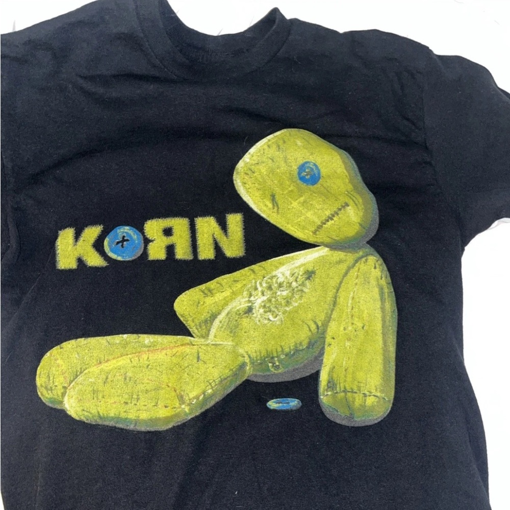 Vintage Korn Shirt Mens L Black 90S Rock Metal Music Follow The Leader Band Tee